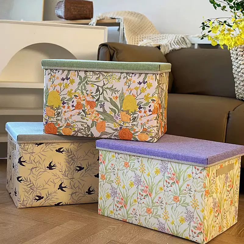 Lot de 6 boîtes de rangement pliables avec couvercle empilable