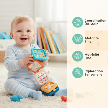 Cube d'activités Montessori 7 en 1 pour les tout-petits – Jouet d'éveil sensoriel et de motricité fine