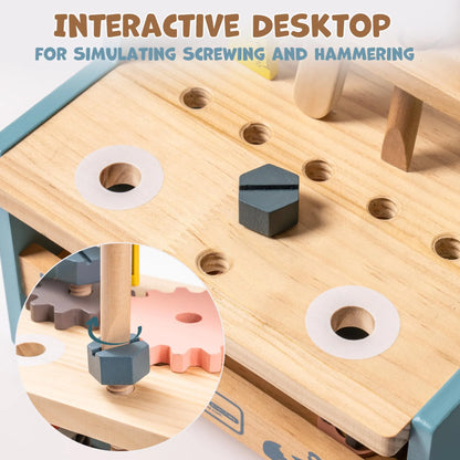 Établi de jeu en bois avec outils pour jeux d’imitation
