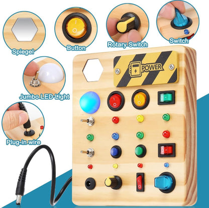 Tableau d’Activités Éducatif Montessori avec Lumières LED – Jeu Sensoriel et d’Éveil pour Enfants