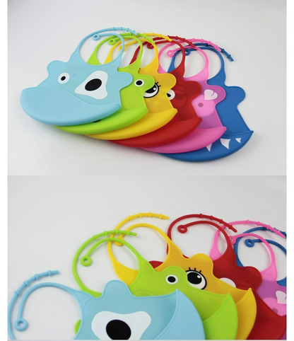 Bavoir Bébé en Silicone Réglable avec Poche Récupératrice