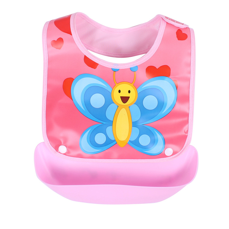 Bavoir Bébé en Silicone avec Poche Récupératrice Imperméable