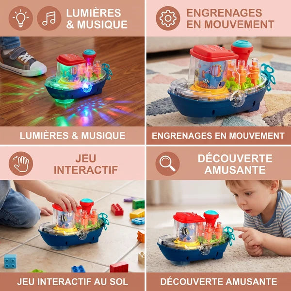 Jouet musical en forme de bateau électrique