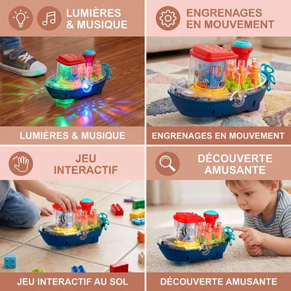 Jouet musical en forme de bateau électrique
