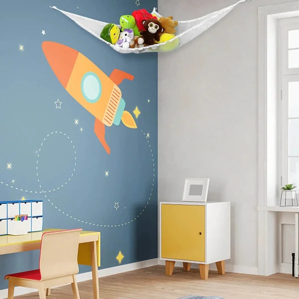 Filet hamac d’angle pour peluches et jouets