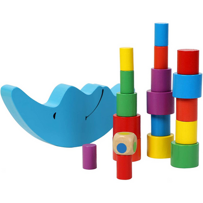 Montessori Wooden Moon Balancing Game for Kids – Fine Motor Skills Stacking Toy