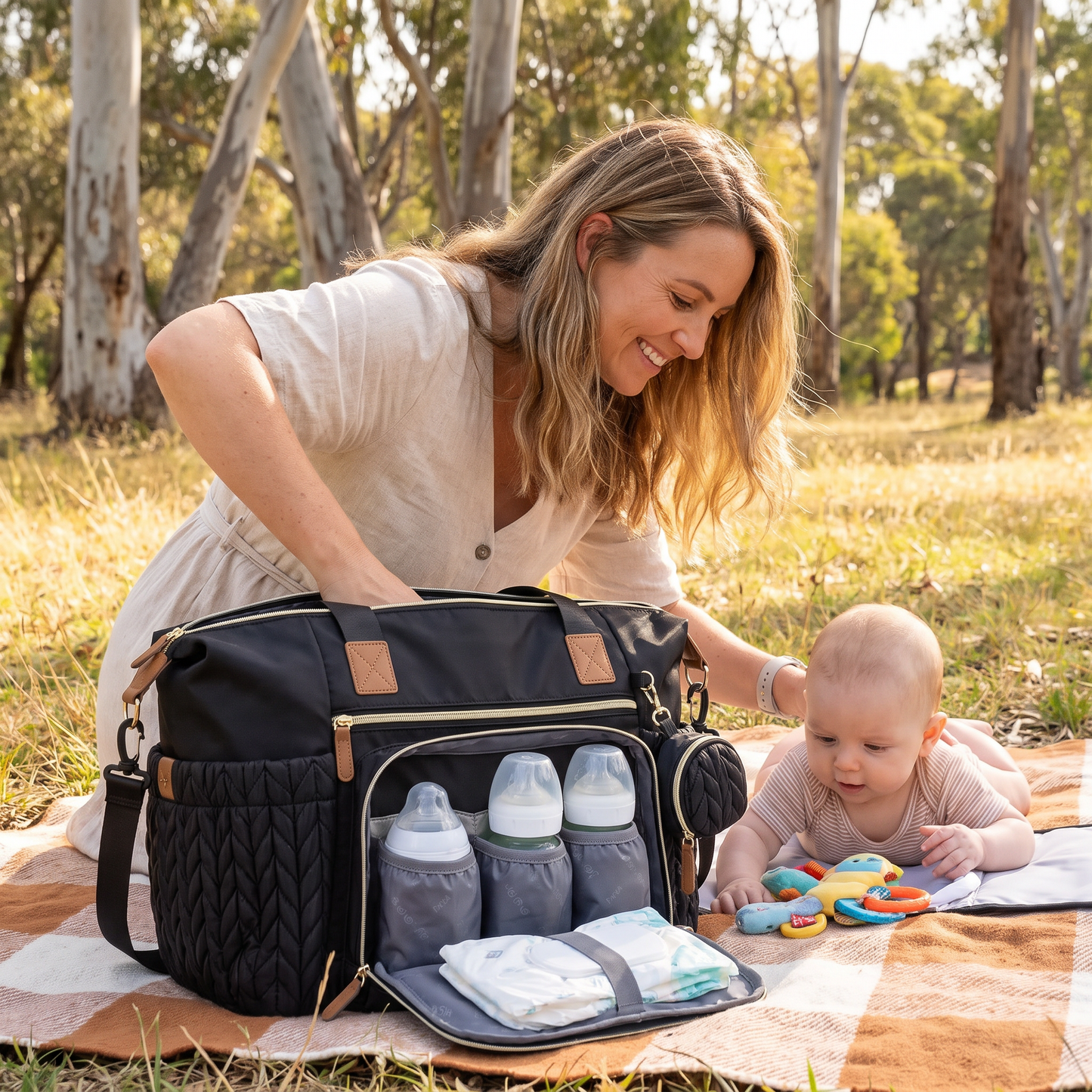 Sac à langer avec matelas et étui à tétine