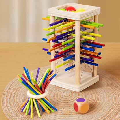 Jeu éducatif 3 en 1 en bois pour développer la dextérité avec des balles et des bâtons — Jeu Montessori pour enfants pour développer la motricité fine