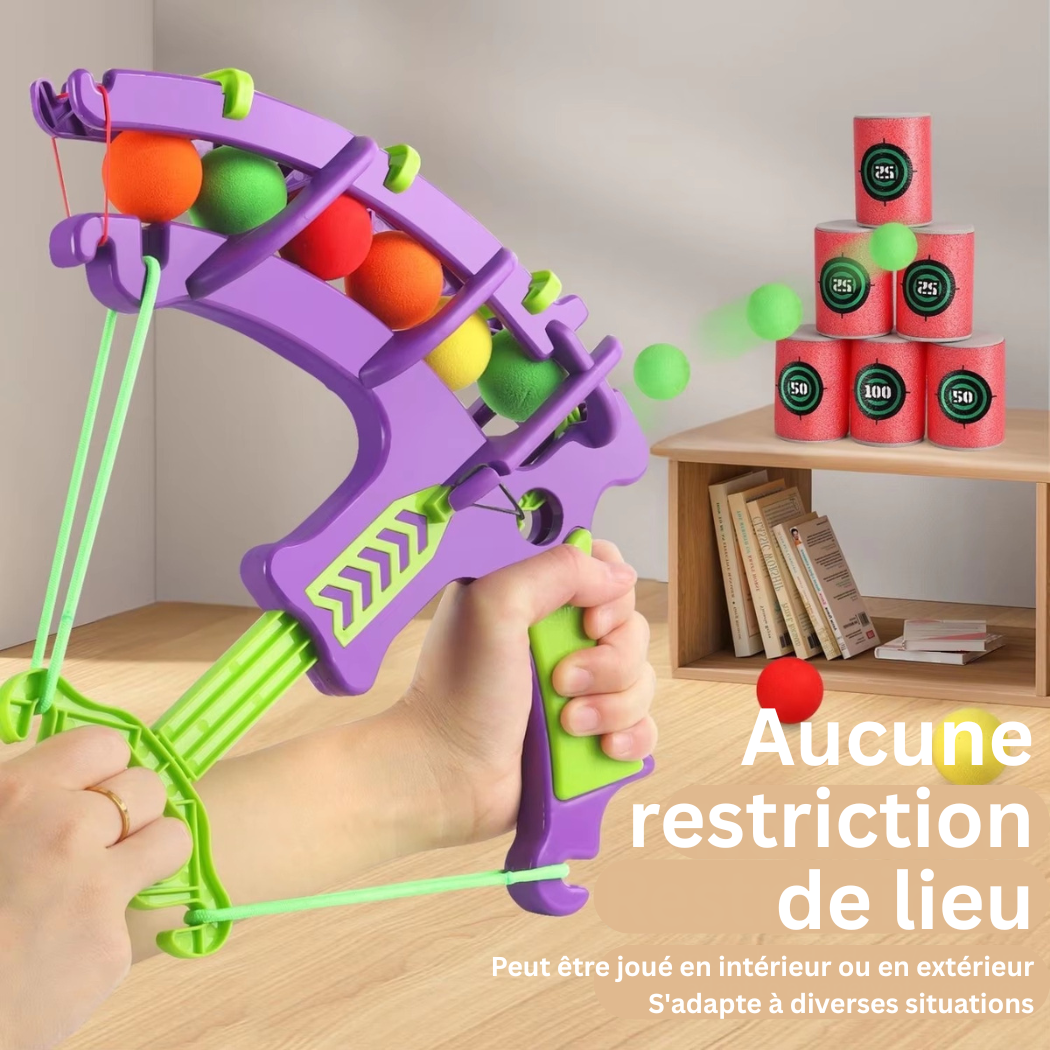Ensemble de jouets de tir à l'arc pour enfants – Jeu de tir à l'arc et à la flèche sécuritaire avec balles adhésives et boîtes de conserve