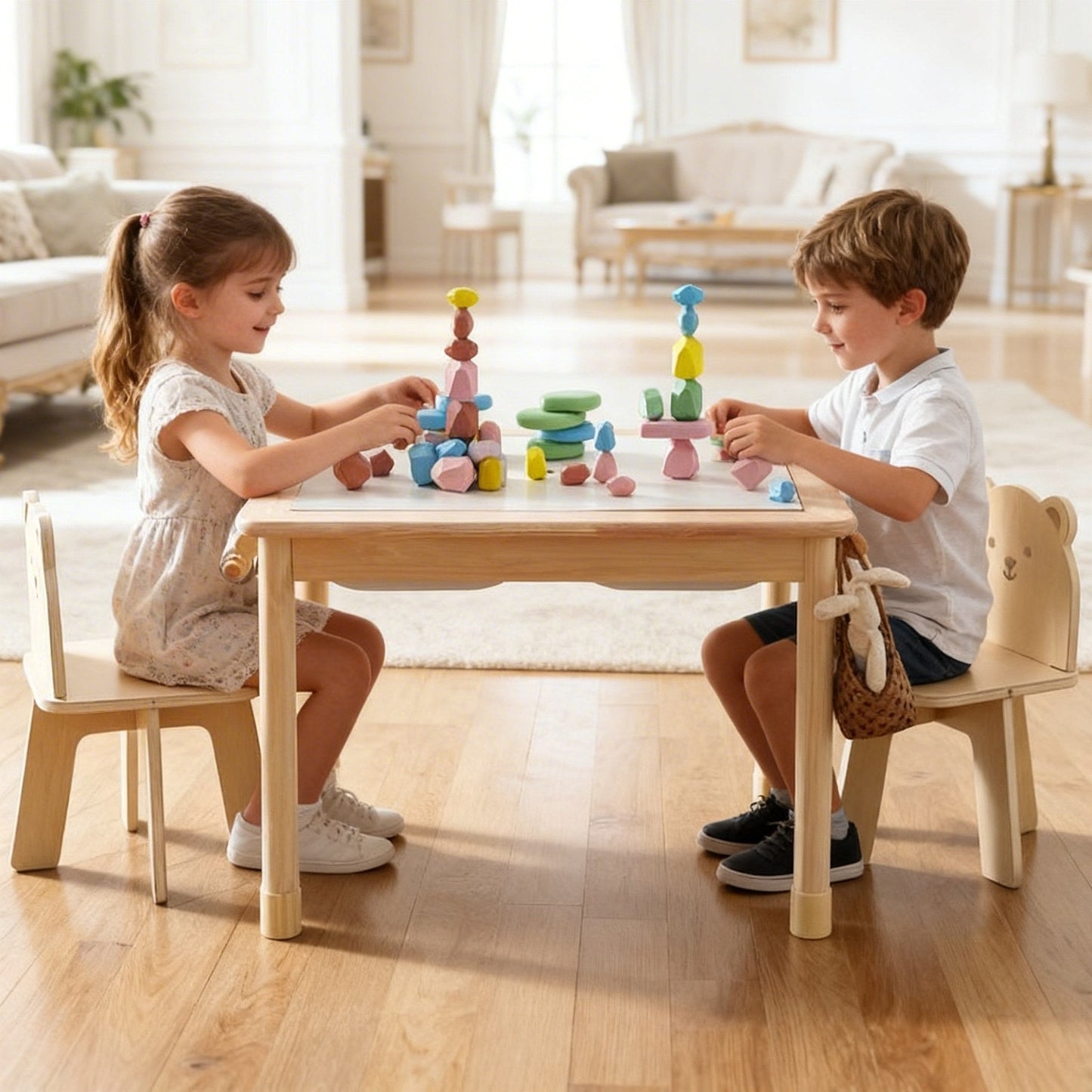 Table Sensorielle Montessori 2 Niveaux – Hauteur Réglable, Plateau et Bacs Intérieurs