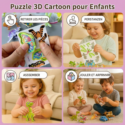 Set de Puzzle Cartoon 3D pour Enfants – Jeu Éducatif & de Motricité