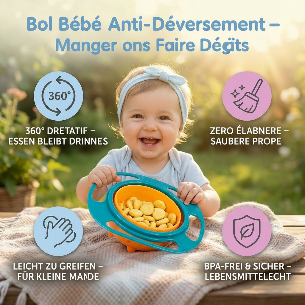 Bol Bébé Anti-Renversement pour Repas Sans Dégâts