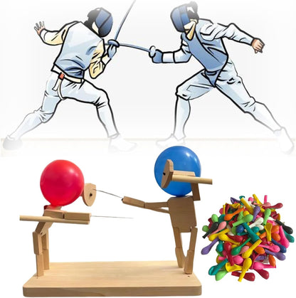 Jeu d'Escrime en Bois pour Enfants et Adultes – Poupées Artisanales avec Ballons