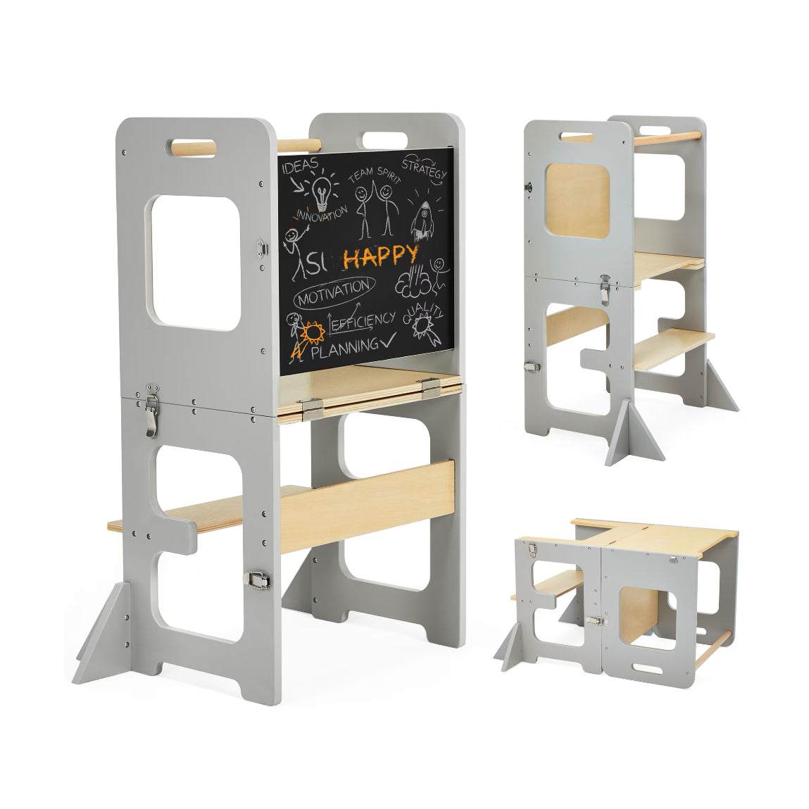 Tour d’apprentissage convertible avec tableau noir et table