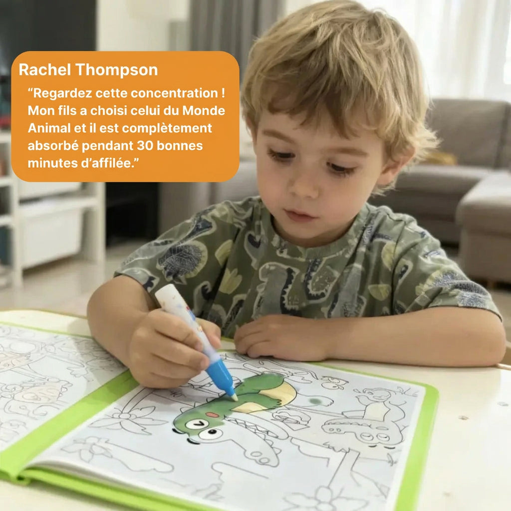 Livre de coloriage à l’eau réutilisable, trois thèmes au choix