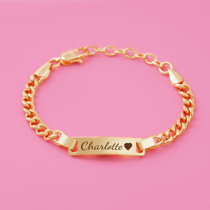 BabyBond – Bracelet Personnalisé Gravé au Prénom de Bébé, Plaqué Or 18 Carats