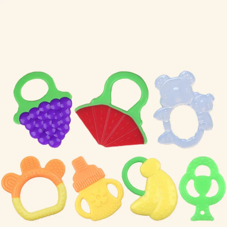 Set d’Anneaux de Dentition pour Bébé – Jouets de Dentition en Silicone Motifs Fruits et Animaux