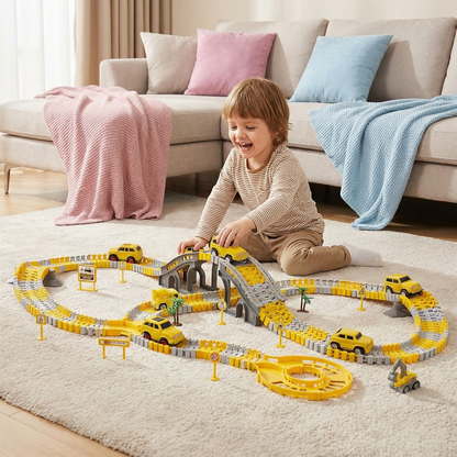 Circuit de Course pour Enfants – Piste Flexible avec Voitures, Montage Facile et Jeu Créatif
