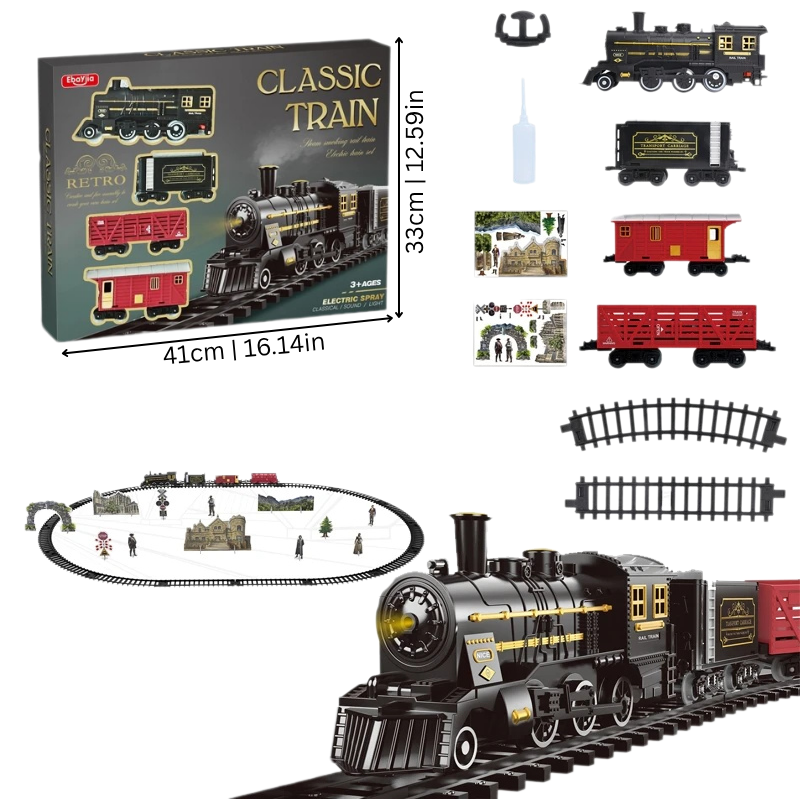 Train à piles avec effet fumée, lumière et son – Circuit Jackie's Kids