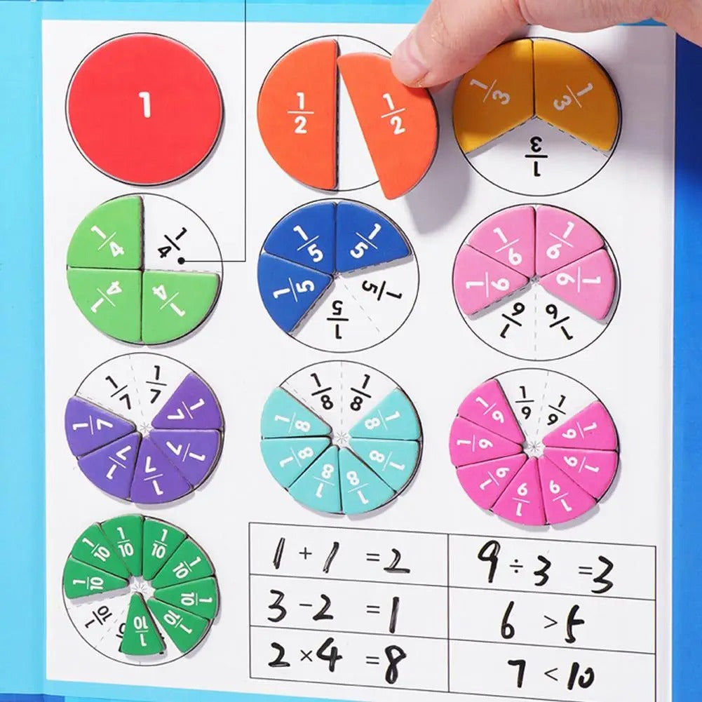 Ensemble de Fractions Magnétiques Montessori – Jeu Éducatif de Mathématiques pour Apprentissage Ludique des Enfants