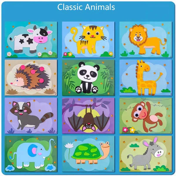 Set de Stickers Animaux 3D pour Enfants – Kit Créatif DIY de Loisirs Créatifs