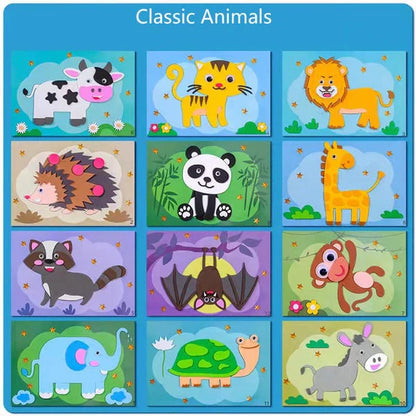Set de Stickers Animaux 3D pour Enfants – Kit Créatif DIY de Loisirs Créatifs