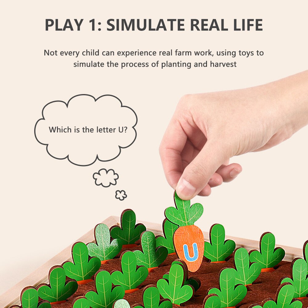 Ferme Montessori en bois pour apprendre l'alphabet – Puzzle des lettres ABC pour enfants