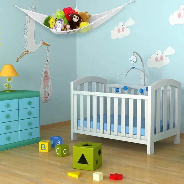 Filet hamac d’angle pour peluches et jouets