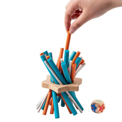 Jeu éducatif 3 en 1 en bois pour développer la dextérité avec des balles et des bâtons — Jeu Montessori pour enfants pour développer la motricité fine