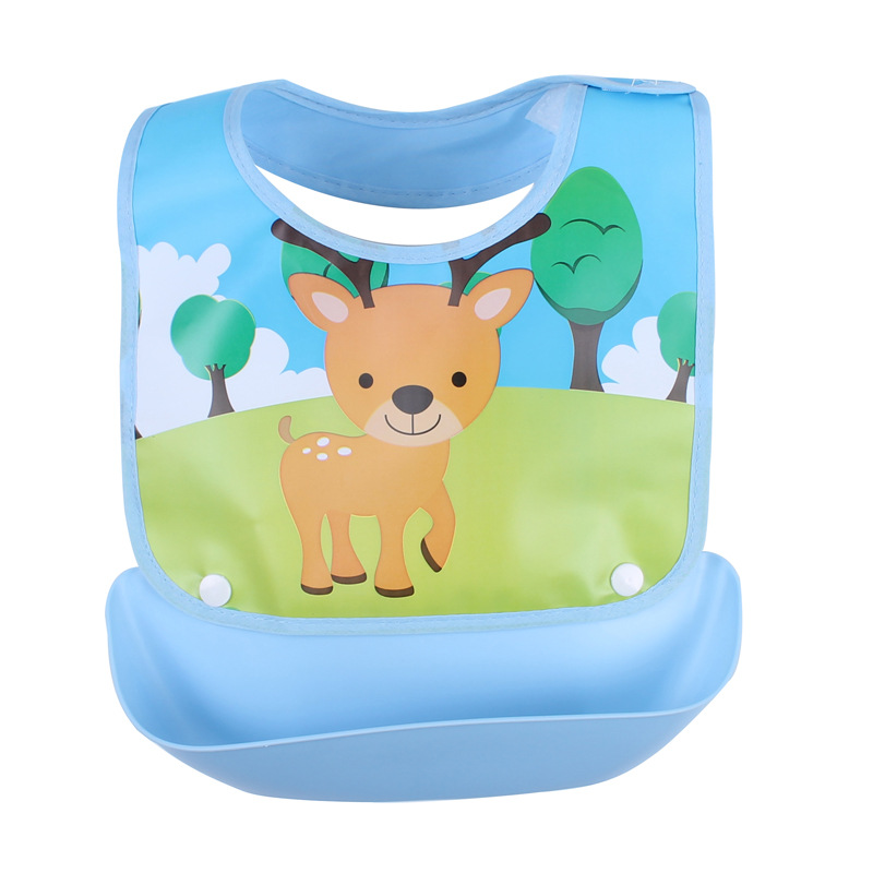 Bavoir Bébé en Silicone avec Poche Récupératrice Imperméable