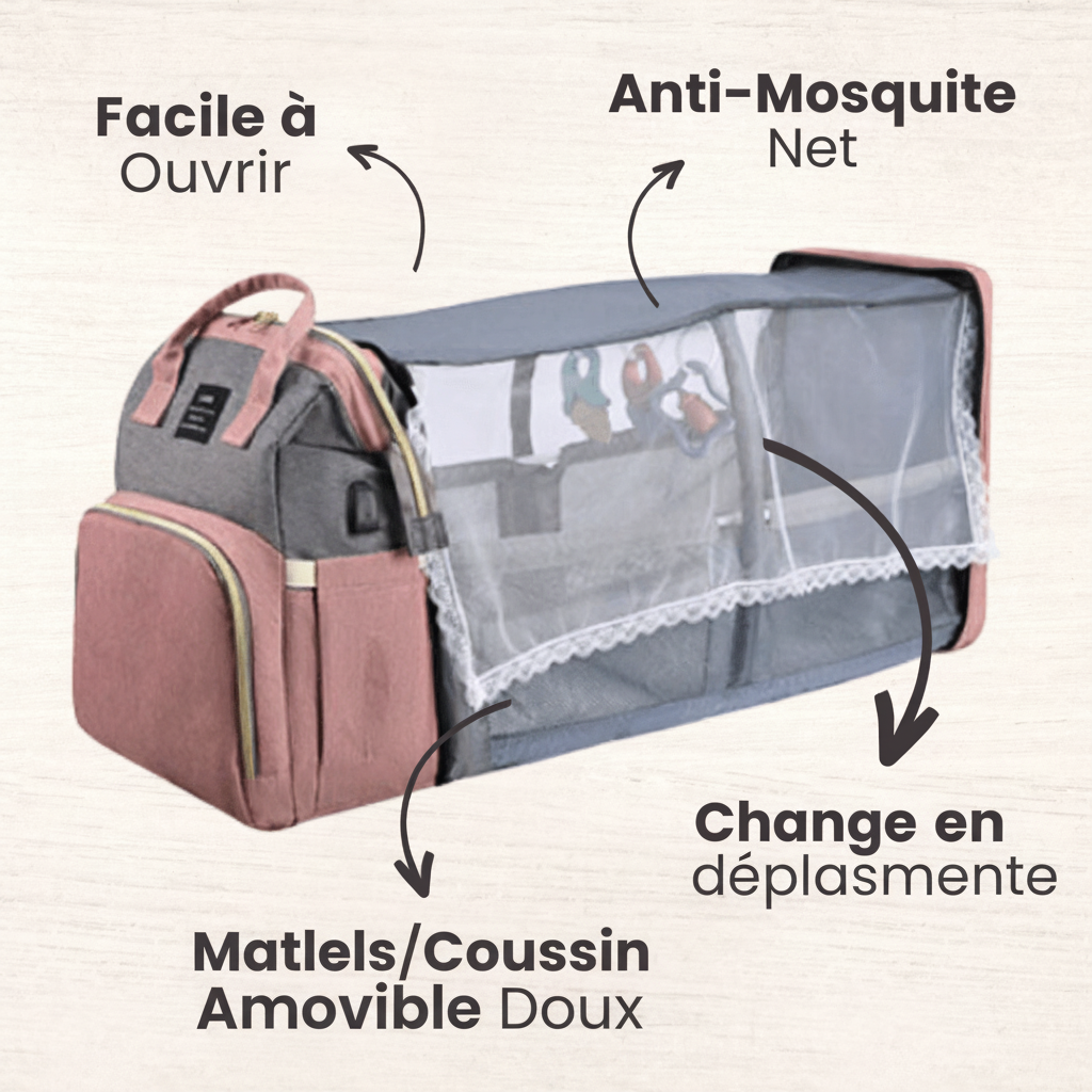 Sac à dos à langer tout-en-un – Sac de voyage pour bébé avec table à langer et organiseur