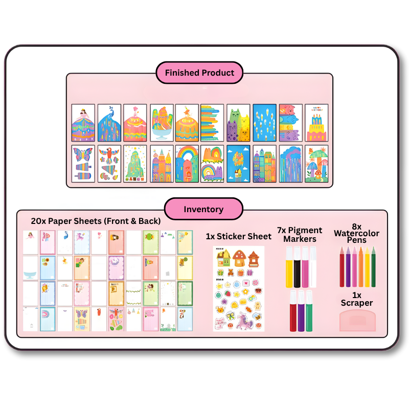 Set de peinture pour enfants – Kit artistique créatif avec pochoirs enroulables et peintures lavables