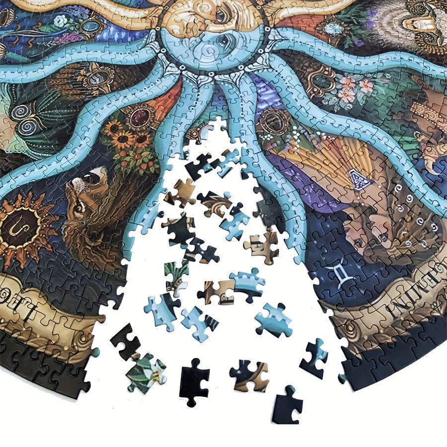 Puzzle rond d'astrologie de 1 000 pièces – Puzzle des signes du zodiaque pour adultes