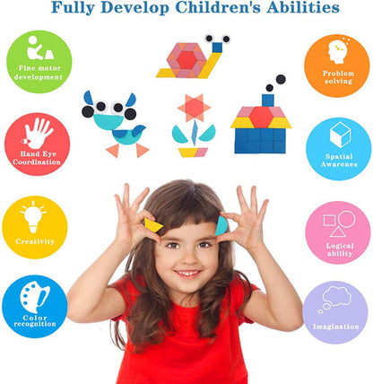 Jeu de puzzle Montessori de formes pour enfants – 180 pièces en bois pour le tri et l'apprentissage