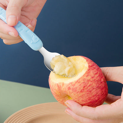 Cuillère pour bébé 2-en-1 en silicone – Cuillère d'apprentissage pour que les bébés mangent tout seuls