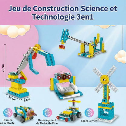 Jeu de Construction STEM 3-en-1 pour Enfants – Kit Scientifique et Technique à Construire