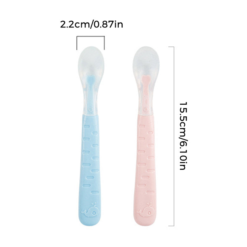 Cuillère pour bébé 2-en-1 en silicone – Cuillère d'apprentissage pour que les bébés mangent tout seuls