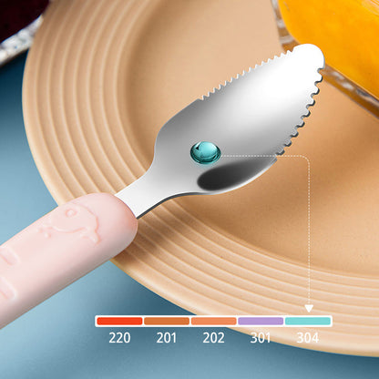 Cuillère pour bébé 2-en-1 en silicone – Cuillère d'apprentissage pour que les bébés mangent tout seuls