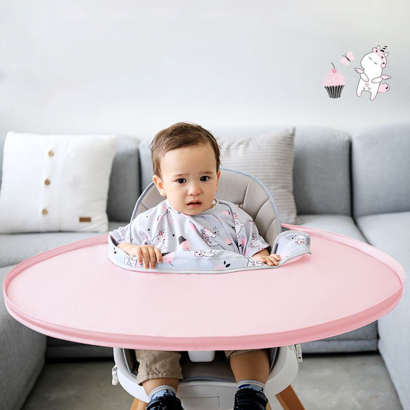 Bavoir Bébé avec Tapis de Table Imperméable pour Chaise Haute