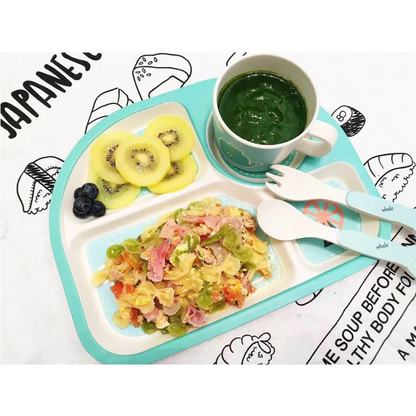 Coffret Repas Bébé Motif Nuage – Assiette, Bol, Tasse & Couverts pour Enfant