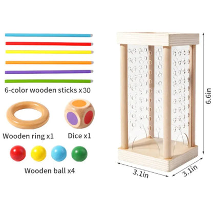 Jeu éducatif 3 en 1 en bois pour développer la dextérité avec des balles et des bâtons — Jeu Montessori pour enfants pour développer la motricité fine