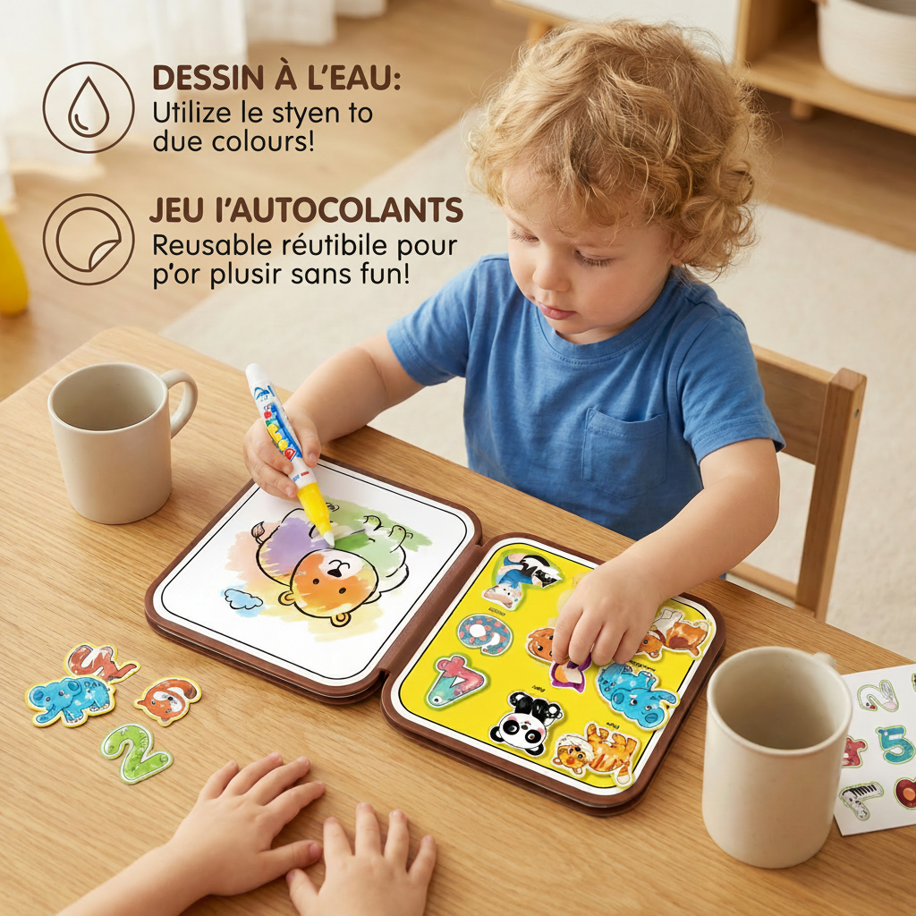 Livre de coloriage Montessori 2-en-1 – Livre d'apprentissage et de jeux créatif pour enfants