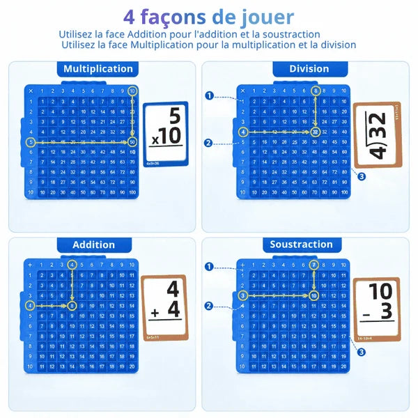 Kit de cartes de mathématiques avec tableau Pop-It – 204 pièces