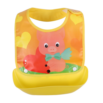 Bavoir Bébé en Silicone avec Poche Récupératrice Imperméable
