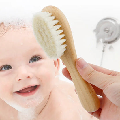 Kit de Soin Capillaire Bébé avec Brosse et Peigne en Bois
