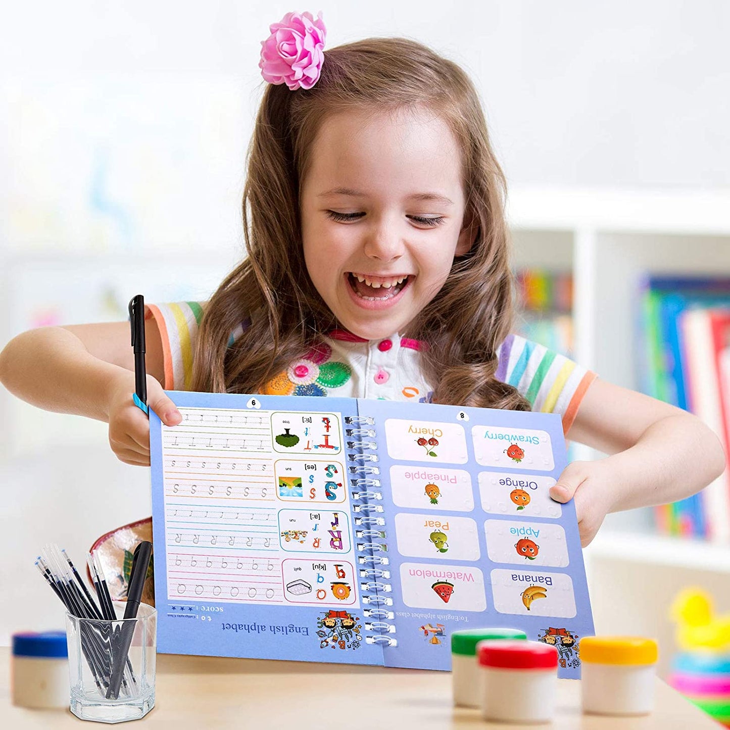 Cahiers d'Écriture Magiques Réutilisables – Coffret 4 Cahiers + Stylo Effaçable pour Enfants