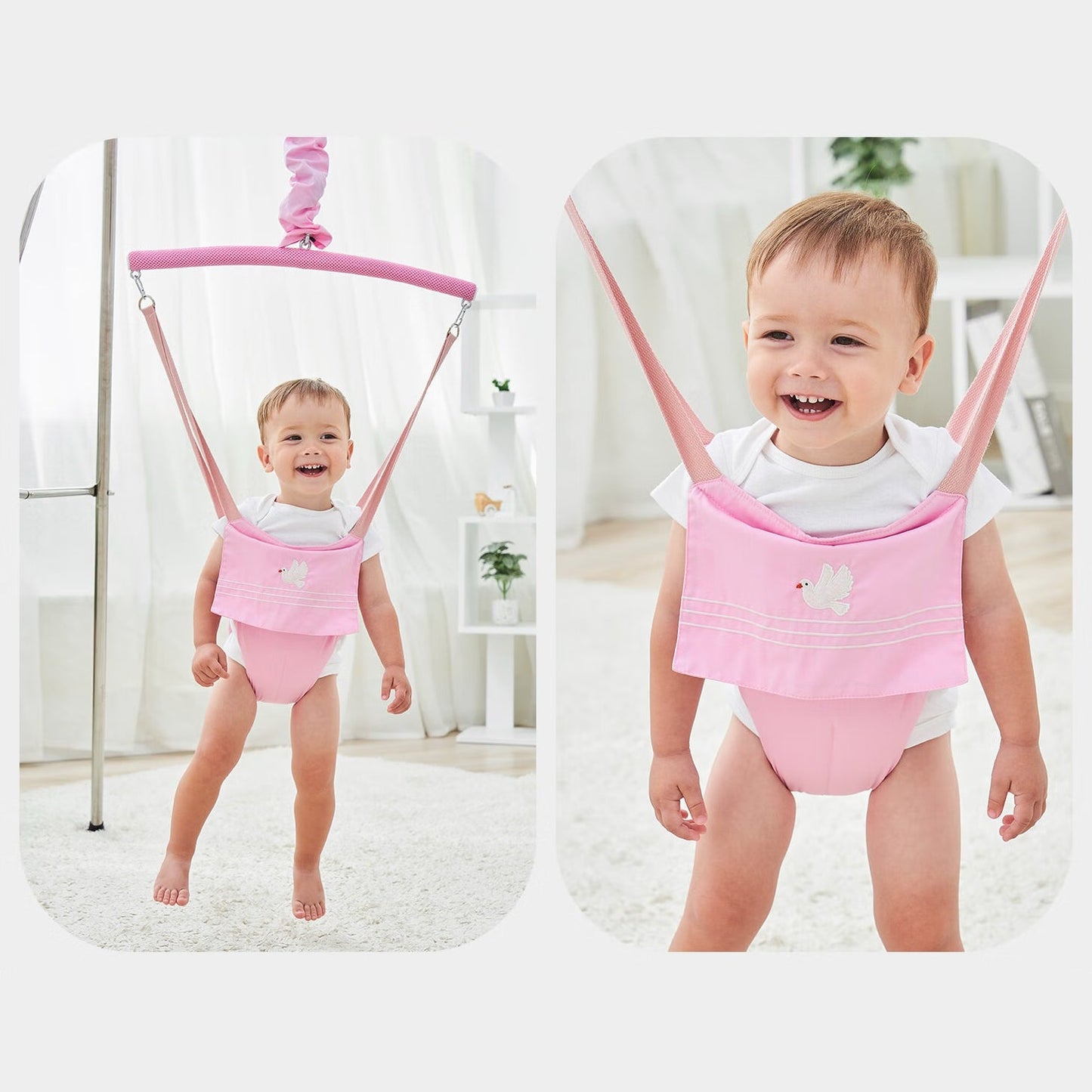 Siège sauteur suspendu pour bébé avec ressort recouvert de tissu
