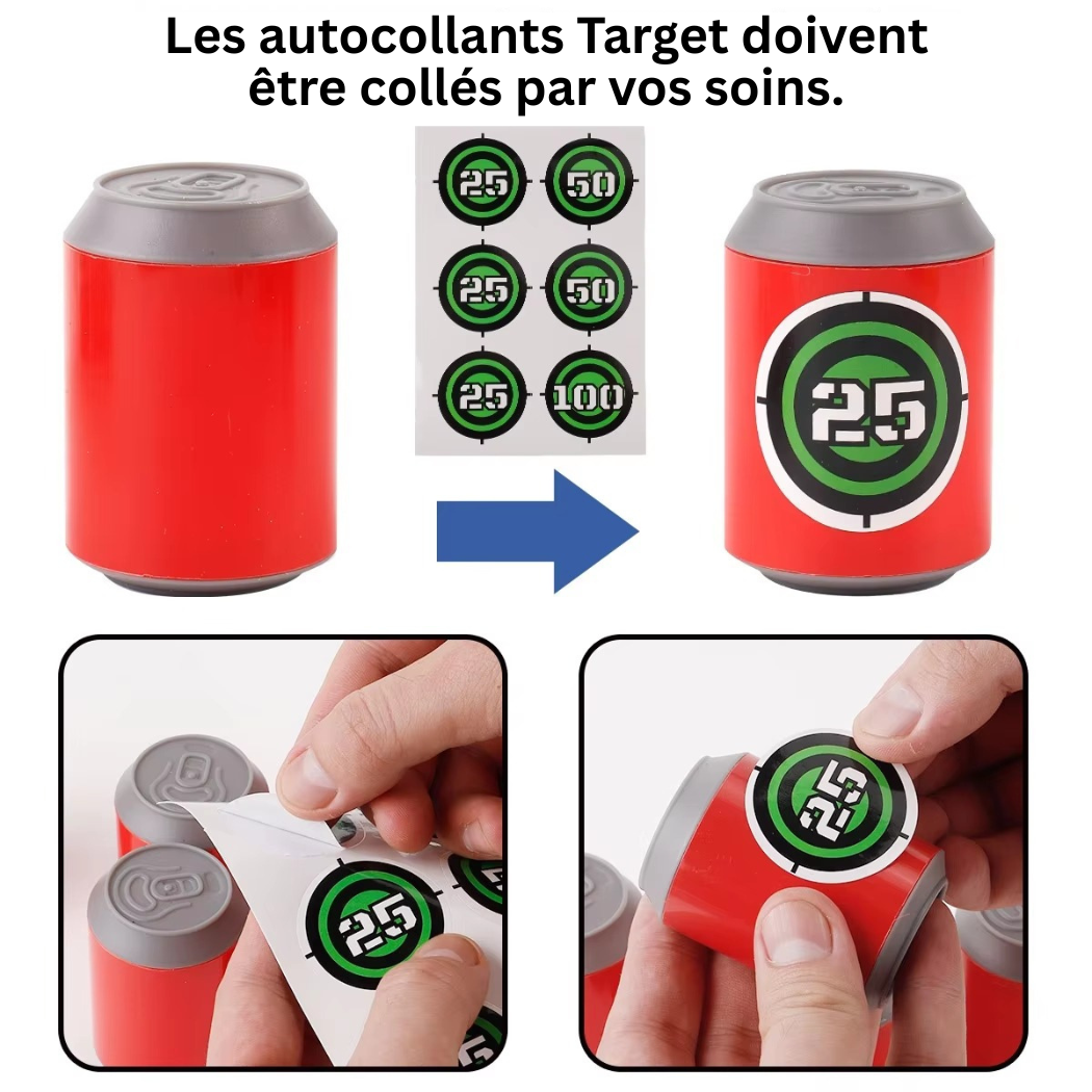 Ensemble de jouets de tir à l'arc pour enfants – Jeu de tir à l'arc et à la flèche sécuritaire avec balles adhésives et boîtes de conserve
