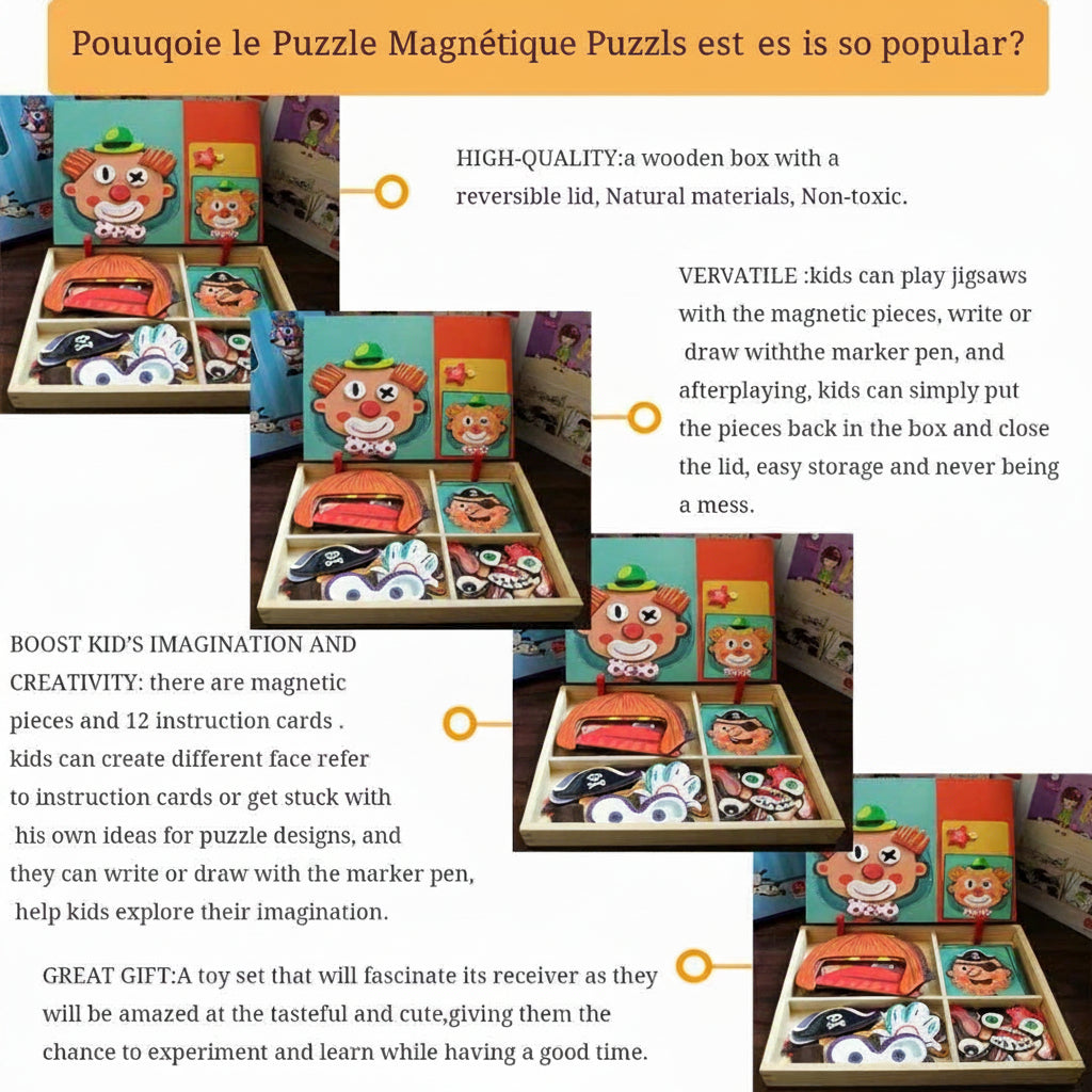 Puzzle magnétique en bois pour enfants