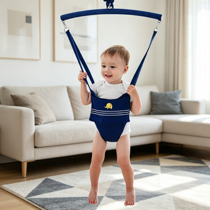 Siège sauteur suspendu pour bébé avec ressort recouvert de tissu